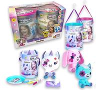 Funny Box Doki Doki Rainbow Pets Maxi,Animaux En Peluche À Colorier Avec Pochoirs Et Marqueurs Lavables Pour Enfants,2 Pièces-Peluche Chat,Licorne,Lapin Et Autres Pour Cadeau Fille Et