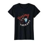 Funny Boxing is My Therapy pour Boxer T-Shirt Graphique avec Valeur, Femme, Noir, S