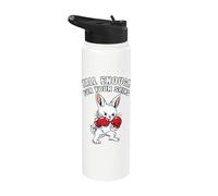 Funny Boxing Rabbit Tall Enough As for Shins Sarcastic Bunny Stainless Steel Insulated Water Bottle