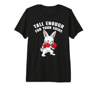Funny Boxing Rabbit Tall Enough As for Shins Sarcastic Bunny T-Shirt Haut de Gamme