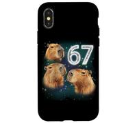 Funny Boys Girls 67 Meme Capybara Howling at The Moon 6 7 Coque pour iPhone X/XS