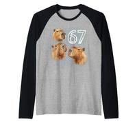 Funny Boys Girls 67 Meme Capybara Howling at The Moon 6 7 Manche Raglan
