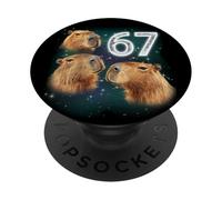 Funny Boys Girls 67 Meme Capybara Howling at The Moon 6 7 PopSockets PopGrip Adhésif