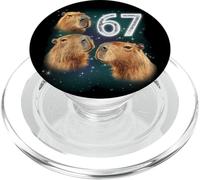 Funny Boys Girls 67 Meme Capybara Howling at The Moon 6 7 PopSockets PopGrip pour MagSafe