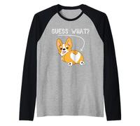 Funny Boys Guess What Butt Pembroke Welsh Corgi Dog Lover Manche Raglan