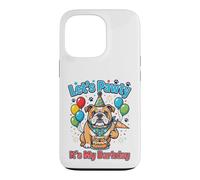 Funny British Bulldog Anniversaire Pet Party Célébration Coque pour iPhone 13 Pro