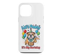Funny British Bulldog Anniversaire Pet Party Célébration Coque pour iPhone 13 Pro Max