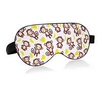 Funny Brown Monkeys Yellow Bananas Seamless On White Eye Masks Cover Blocks Light Sleep Mask Shade Cover Blindfold Relaxing Eyeshade Cover avec serre-tête réglable pour hommes femmes enfants