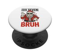 Funny Bruh 67 Six Seven 6 7 Meme Christmas Boys Kids Santa PopSockets PopGrip Adhésif