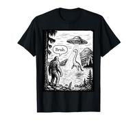 Funny Bruh Bigfoot Loch Ness Monster Abduction by UFO Alien T-Shirt