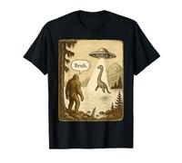 Funny Bruh Bigfoot Loch Ness Monster Abduction by UFO Alien T-Shirt