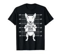 Funny Bull Terrier a volé la Gamme Socks Police T-Shirt Graphique avec Valeur