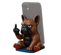 Funny Bulldog Phone Holder - Support de téléphone Bulldog en résine, porte-téléphone chien mignon de bureau, support universel pour smartphone avec base antidérapante, déco & cadeau original (#A)