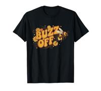 Funny Buzz Off Bumblebee Retro 70s Vintage Flower Power Dais T-Shirt