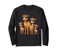 Funny Camel Family Wearing Sunglasses Arabian Animal Desert Manche Longue