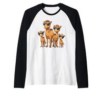Funny Camel Family Wearing Sunglasses Arabian Animal Desert Manche Raglan