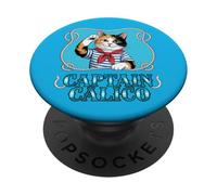 Funny Captain Calico Chat Nautique PopSockets PopGrip Adhésif