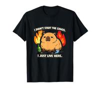 Funny Capybara Chaos Just Live Here Cute Animal Meme T-Shirt