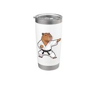 Funny Capybara doing Karate Samurai Ninja Capybara Gobelet isotherme en acier inoxydable double paroi