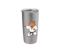 Funny Capybara doing Karate Samurai Ninja Capybara Gobelet isotherme en acier inoxydable double paroi