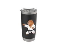 Funny Capybara doing Karate Samurai Ninja Capybara Gobelet isotherme en acier inoxydable double paroi