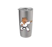 Funny Capybara doing Karate Samurai Ninja Capybara Gobelet isotherme en acier inoxydable double paroi