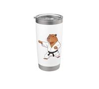 Funny Capybara doing Karate Samurai Ninja Capybara Gobelet isotherme en acier inoxydable double paroi