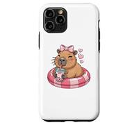 Funny Capybara on Pool Float Drinking Boba Bubble Tea Coque pour iPhone 11 Pro