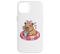 Funny Capybara on Pool Float Drinking Boba Bubble Tea Coque pour iPhone 14 Plus