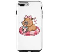 Funny Capybara on Pool Float Drinking Boba Bubble Tea Coque pour iPhone 7 Plus/8 Plus