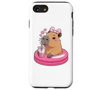 Funny Capybara on Pool Float Drinking Boba Bubble Tea Coque pour iPhone SE (2020) / 7/8