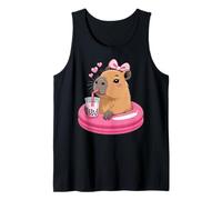 Funny Capybara on Pool Float Drinking Boba Bubble Tea Débardeur