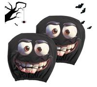 Funny Car Headrest Covers - 10.24x11.02 Inches Elastic Breathable Head Rest Protector for Halloween, Soft Fit with Cushion Function, Interior Accessories for Auto Seats Driver Passenger Men Women
