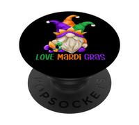 Funny Carnival GNOME with Fool Cap for Girls Love Mardi Gras PopSockets PopGrip Adhésif