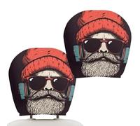 Funny Cartoon Car Headrest Covers - 2 Pieces Vehicle Accessories, Polyester Auto Front Seat Headrest Protectors, Soft Stretchable Covers for Car Owners Rvs Drivers Travel Enthusiasts Daily Commuting