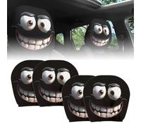 Funny Cartoon Car Headrest Covers - 2PCS Universal Fit, Halloween Car Seat Covers, Big Eyes Head Rest Cover for Cars, 26x28cm, Holiday Decor (#A,2Pairs)