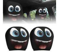 Funny Cartoon Car Headrest Covers - 2PCS Universal Fit, Halloween Car Seat Covers, Big Eyes Head Rest Cover for Cars, 26x28cm, Holiday Decor (#B,1Pairs)