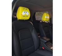 Funny Cartoon Car Headrest Covers, Big Eyes Head Rest Cover for Cars Universal Fit, Spooky Car Headrest Protector, Cheerful Face Cute Auto Front Seat Protector Decor for Halloween Christmas (22,6pcs)