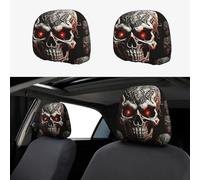 Funny Cartoon Car Headrest Covers, Big Eyes Head Rest Cover for Cars Universal Fit, Spooky Car Headrest Protector, Cheerful Face Cute Auto Front Seat Protector Decor for Halloween Christmas (20,6pcs)