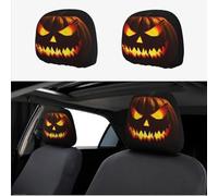 Funny Cartoon Car Headrest Covers, Big Eyes Head Rest Cover for Cars Universal Fit, Spooky Car Headrest Protector, Cheerful Face Cute Auto Front Seat Protector Decor for Halloween Christmas (9,6pcs)