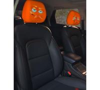 Funny Cartoon Car Headrest Covers, Big Eyes Head Rest Cover for Cars Universal Fit, Spooky Car Headrest Protector, Cheerful Face Cute Auto Front Seat Protector Decor for Halloween Christmas (17,2pcs)