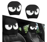Funny Cartoon Car Headrest Covers with Hilarious Big-Eyed Grinning Design,Halloween Car Headrest Covers or Year-Round Fun, Auto Front Seat Rest Decoration, Fit for Most Vehicles (Style# 3,2 Pcs)