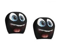 Funny Cartoon Eyes Car Headrest Covers, 2PCS Elastic Headrest Protector for Auto Front Seat, Double-Sided Printing Design, Universal Fit Washable Head Rest Cover for Halloween & Christmas Decoration