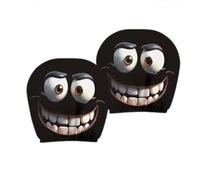 Funny Cartoon Eyes Car Headrest Covers, 2PCS Elastic Headrest Protector for Auto Front Seat, Double-Sided Printing Design, Universal Fit Washable Head Rest Cover for Halloween & Christmas Decoration