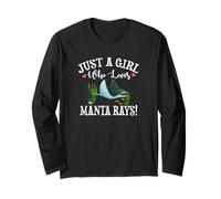 Funny Cartoon Womens Kids Girl Who Loves Manta Rays Lover Manche Longue