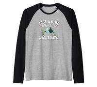 Funny Cartoon Womens Kids Girl Who Loves Manta Rays Lover Manche Raglan