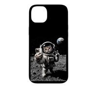 Funny Cat Astronaute Moon Landing Victory Selfie avec Terre Coque pour iPhone 14 Plus