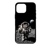 Funny Cat Astronaute Moon Landing Victory Selfie avec Terre Coque pour iPhone 16 Pro Max