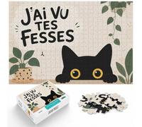 Funny Cat Bathroom Poster - J'Ai Vu Tes Fesse Puzzle, 1000 pièces | Pour un loisir sans écran : ce puzzle 1000 pièces adulte offre un loisir classique pensé pour les adultes.