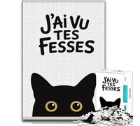 Funny Cat Bathroom Poster - J'Ai Vu Tes Fesse Puzzle, 1000 pièces | Profitez de cette activité puzzle de table les après-midis en intérieur, pour une pause sans écran.